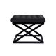 Tabouret assise capitonné Ulad Métal et Velours Noir