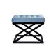 Tabouret assise capitonné Ulad Métal Noir et Velours Turquoise