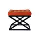 Tabouret assise capitonné Ulad Métal Noir et Velours Orange