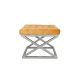 Tabouret assise capitonné Ulad Métal Argent et Velours Orange