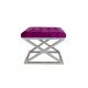 Tabouret assise capitonné Ulad Métal Argent et Velours Fuchsia