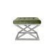 Tabouret assise capitonné Ulad Métal Argent et Velours Vert foncé