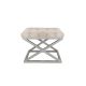 Tabouret assise capitonné Ulad Métal Argent et Velours Blanc crème