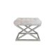 Tabouret assise capitonné Ulad Métal Argent et Velours Blanc sale