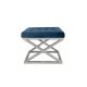 Tabouret assise capitonné Ulad Métal Argent et Velours Bleu marine