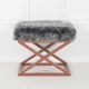 Tabouret style industriel Lemed Métal Cuivre et Tissu peluche Gris