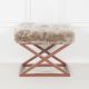 Tabouret style industriel Lemed Métal Cuivre et Tissu peluche Beige