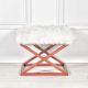 Tabouret style industriel Lemed Métal Cuivre et Tissu peluche Blanc