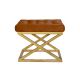 Tabouret assise capitonné Ulad Métal Or et Velours Terracotta