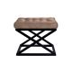 Tabouret assise capitonné Ulad Métal Noir et Velours Marron clair