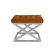 Tabouret assise capitonné Ulad Métal Argent et Velours Terracotta