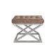 Tabouret assise capitonné Ulad Métal Argent et Velours Marron