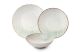 Service de table 24 pièces Clams 100% Porcelaine Motif Rayures Blanc et Vert à lisère Marron