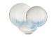 Service de table 24 pièces Clams 100% Porcelaine Motif Rayures Blanc et Bleu à lisère Marron