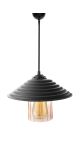 Suspension style industriel Cetra D25cm Abat-jour Métal Noir et Verre Fumé Jaune