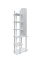 Lampadaire avec étagère au sol Ulkady H135cm Bois et Tissu Blanc