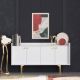 Buffet design 4 portes battantes Celina L150cm Blanc et Or