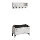 Ensemble meuble TV et étagère murale à patères design Loujein Noir et Effet marbre Blanc