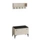 Ensemble meuble TV et étagère murale à patères design Loujein Noir et Effet travertin Beige