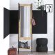 Meuble d'entrée style industriel avec miroir Midar L44xH170cm Métal Noir et Bois Chêne clair