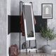 Meuble d'entrée style industriel avec miroir Midar L44xH170cm Métal Noir et Bois Blanc
