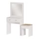 Coiffeuse 1 miroir et 1 tiroir avec tabouret Celina L65cm Blanc et Or