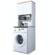 Meuble machine à laver 2 niveaux Donny L65xH183,6cm Blanc et Bois naturel