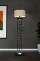 Lampadaire design Estrela H160cm Abat jour cylindrique Beige et Pieds Métal Noir chromé