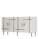Buffet design 4 portes battantes Jeno L150cm Blanc et Or