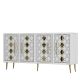 Buffet bas design 4 portes battantes Kerla L150cm Blanc et Or
