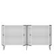 Buffet bas design 4 portes battantes Selly L150cm Blanc et Argent