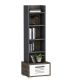 Bibliothèque Doller L45cm Bois foncé, Blanc et Anthracite