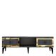 Meuble Tv design 2 portes basculantes Sevilo L150cm Anthracite et Or