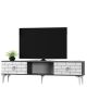 Meuble Tv 2 portes basculantes Ferine L150cm Anthracite et Blanc
