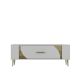 Meuble Tv design 1 porte basculante Cedra L120cm Blanc et Or