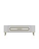 Meuble Tv design 1 porte basculante Gerimi L120cm Blanc et Or