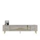 Meuble Tv design 1 porte basculante Fany L150cm Effet marbre blanc et Or