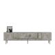 Meuble Tv design 1 porte basculante Fany L150cm Effet marbre blanc et Argent