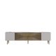 Meuble Tv design 1 porte basculante Steli L150cm Chêne clair, Blanc et Or