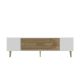 Meuble Tv design 1 porte basculante Steri L150cm Chêne clair, Blanc et et Or