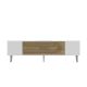 Meuble Tv design 1 porte basculante Steri L150cm Chêne clair, Blanc et et Argent