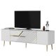 Meuble Tv design 1 porte basculante Merina L150cm Blanc et Or
