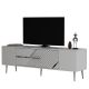 Meuble Tv design 1 porte basculante Merina L150cm Blanc et Argent