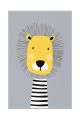 Tapis Paco 50x80cm Motif Portrait Lion à fond Gris
