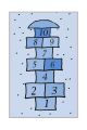 Tapis Kiki 100x150cm Tissu Motif Jeu de carré Nuance de Bleu et Noir