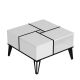 Table basse carrée avec rangement Equinox Bois Blanc et Métal Noir