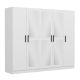 Armoire 5 portes et 6 miroirs Bangka L225xH190cm Blanc