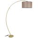 Lampadaire télescopique réglable Arcus H185cm Tissu Beige et Métal Or