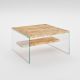 Table basse Translucens Verre trempé Transparent et Pin Massif clair