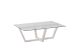 Table basse moderne Dinter L105cm Bois massif Blanc et Verre Transparent